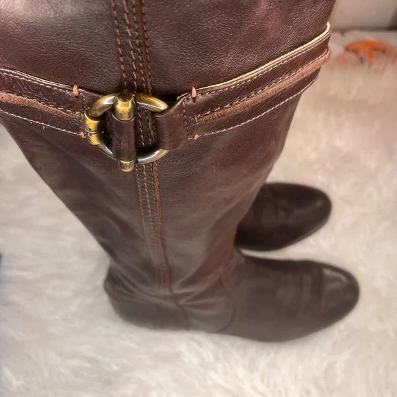 Frye Dark Brown Over the Knee Leather Boots - Picture 7 of 10
